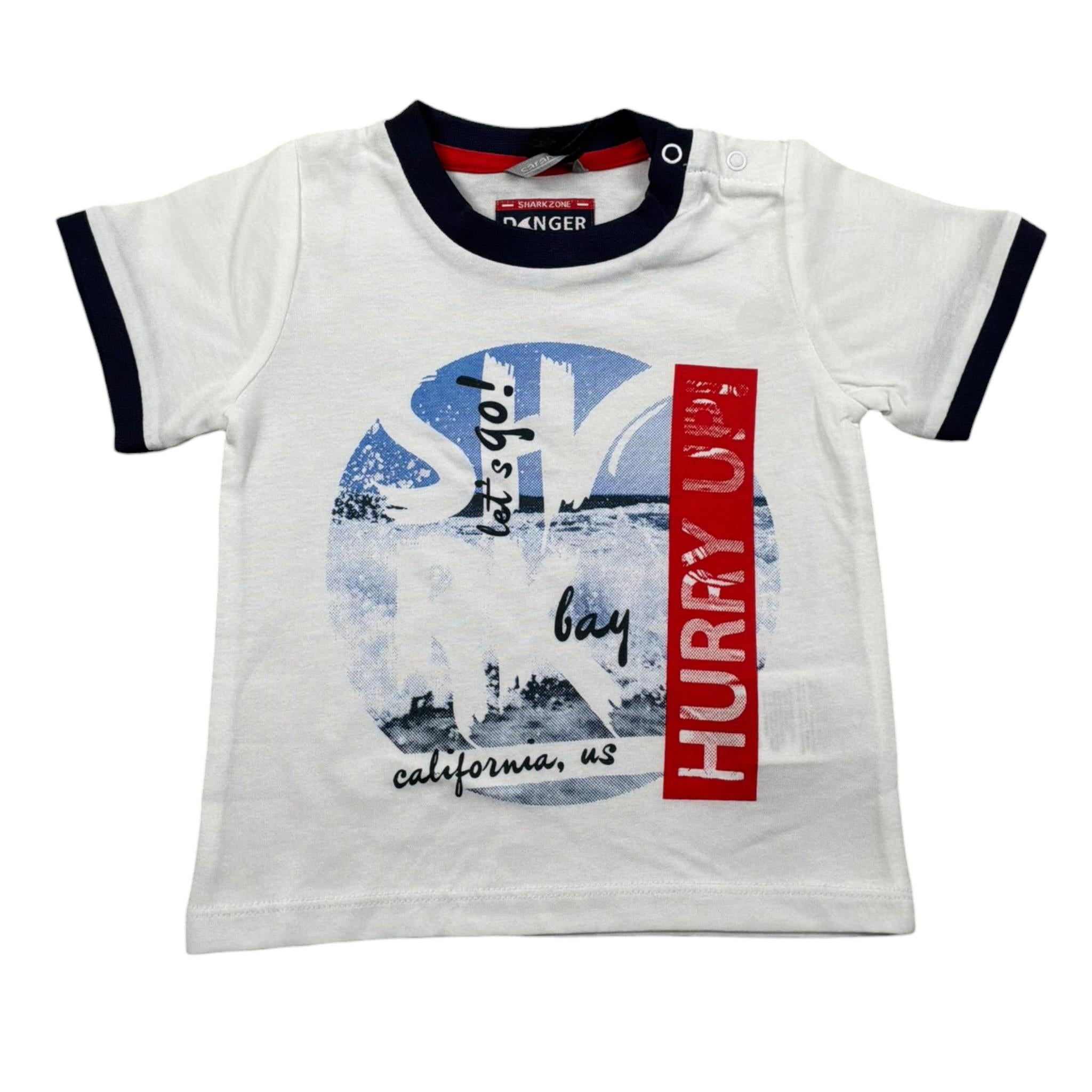 Sarabanda T-Shirt Girocollo Tinta Unita con Stampe per Neonato DJ826 BIANCO SARABANDA 