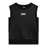 Dkny Canotta Girocollo Tinta Unita Nero Per Bambina
