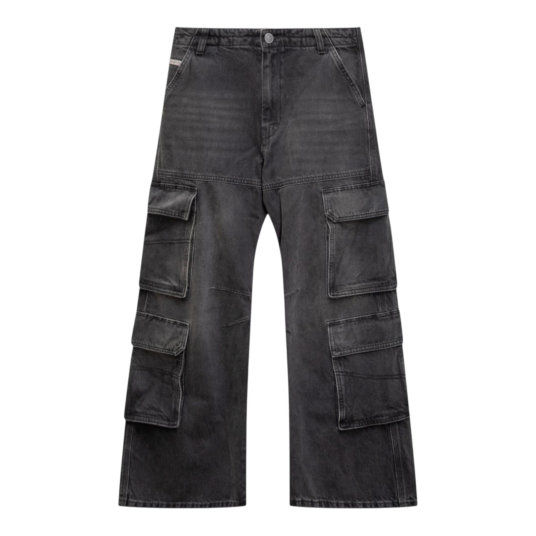 Diesel Jeans Modello Palazzo con Tasconi per Bambina J01725XXX NERO DIESEL 