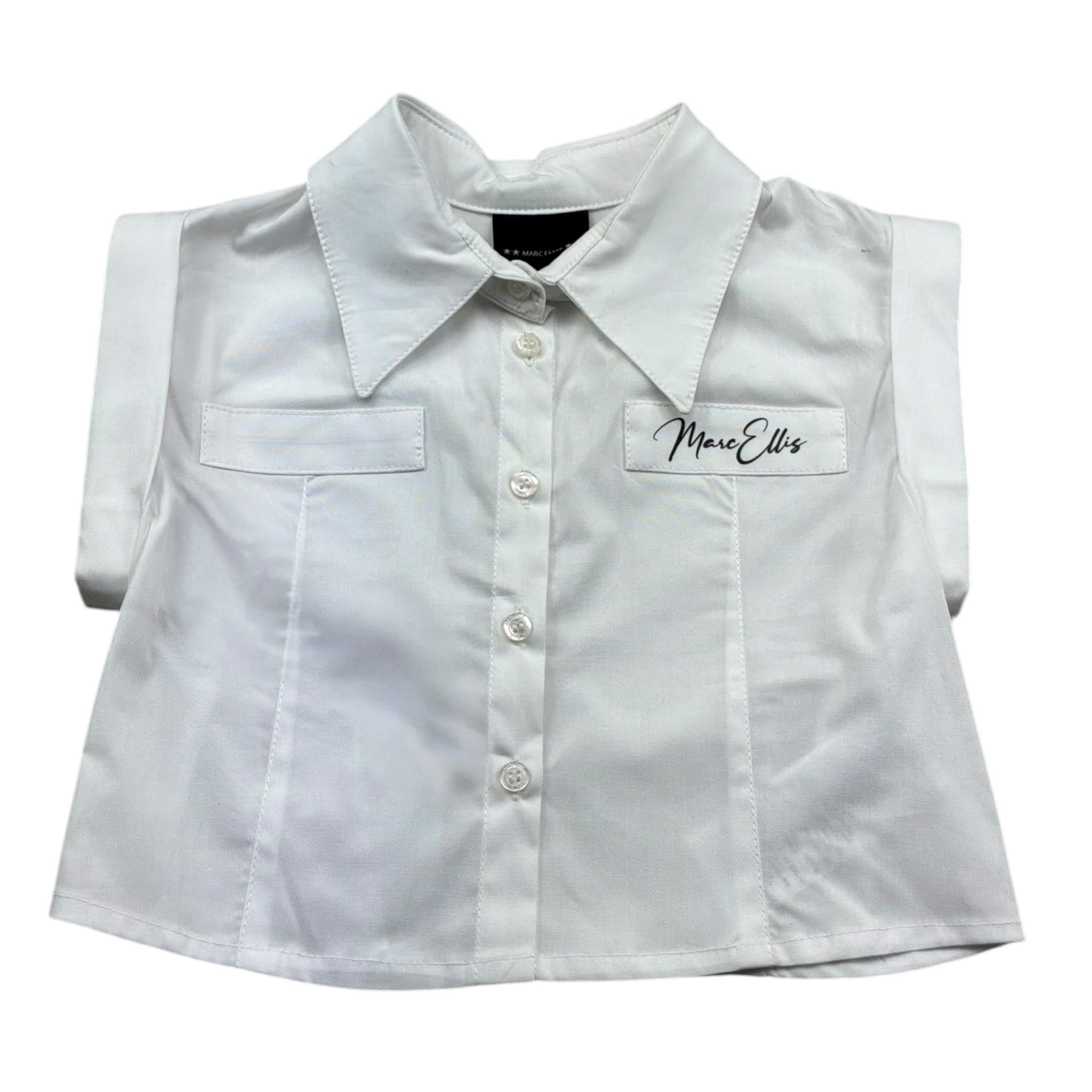 Marc Ellis Camicia Mezza Manica Tinta Unita con Logo per Bambina JMJSH01176X BIANCO MARC ELLIS 