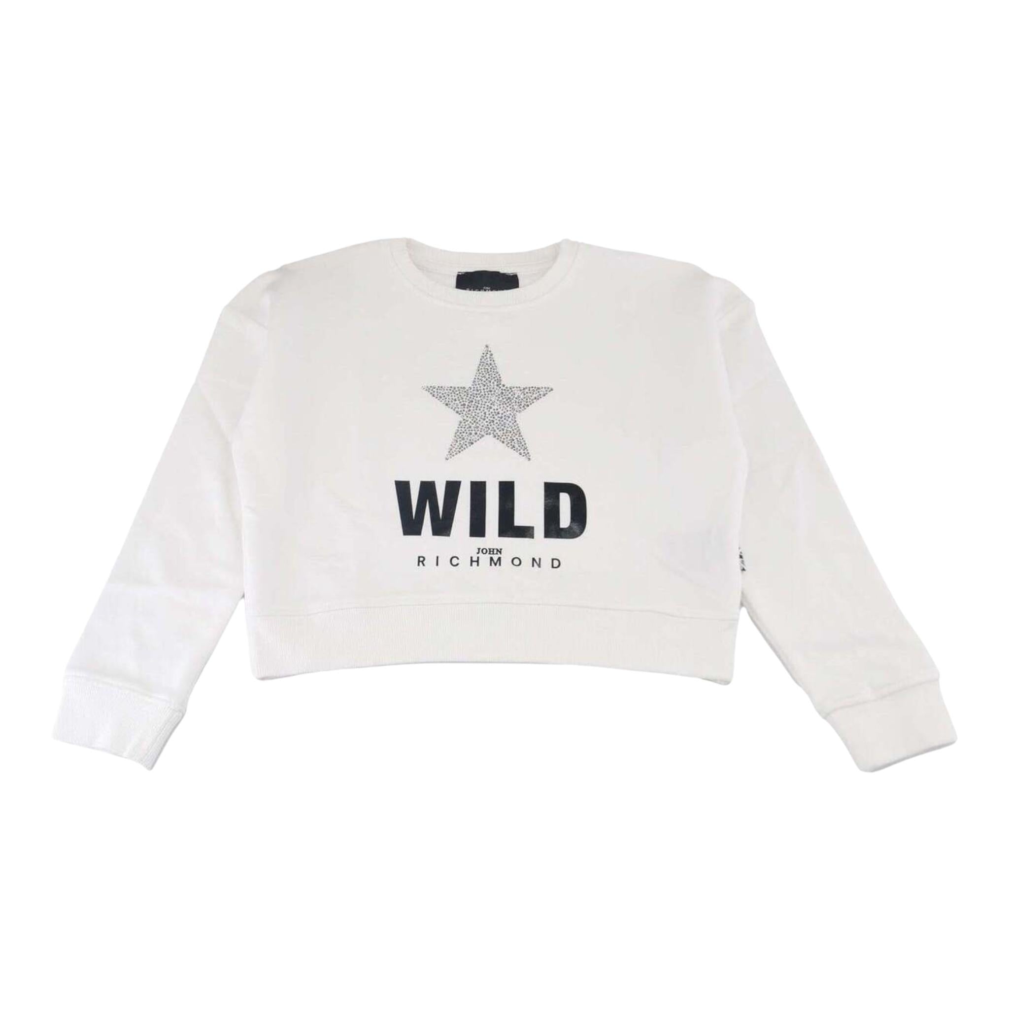 JOHN RICHMOND felpa chiusa girocollo tinta unita con stampa Bianco per Bambina RGA24013FE BIANCO JOHN RICHMOND 