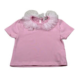 M+E' T-Shirt Girocollo tinta unita con Colletto Tulle Rosa per Neonata UE1772 ROSA M+E' 
