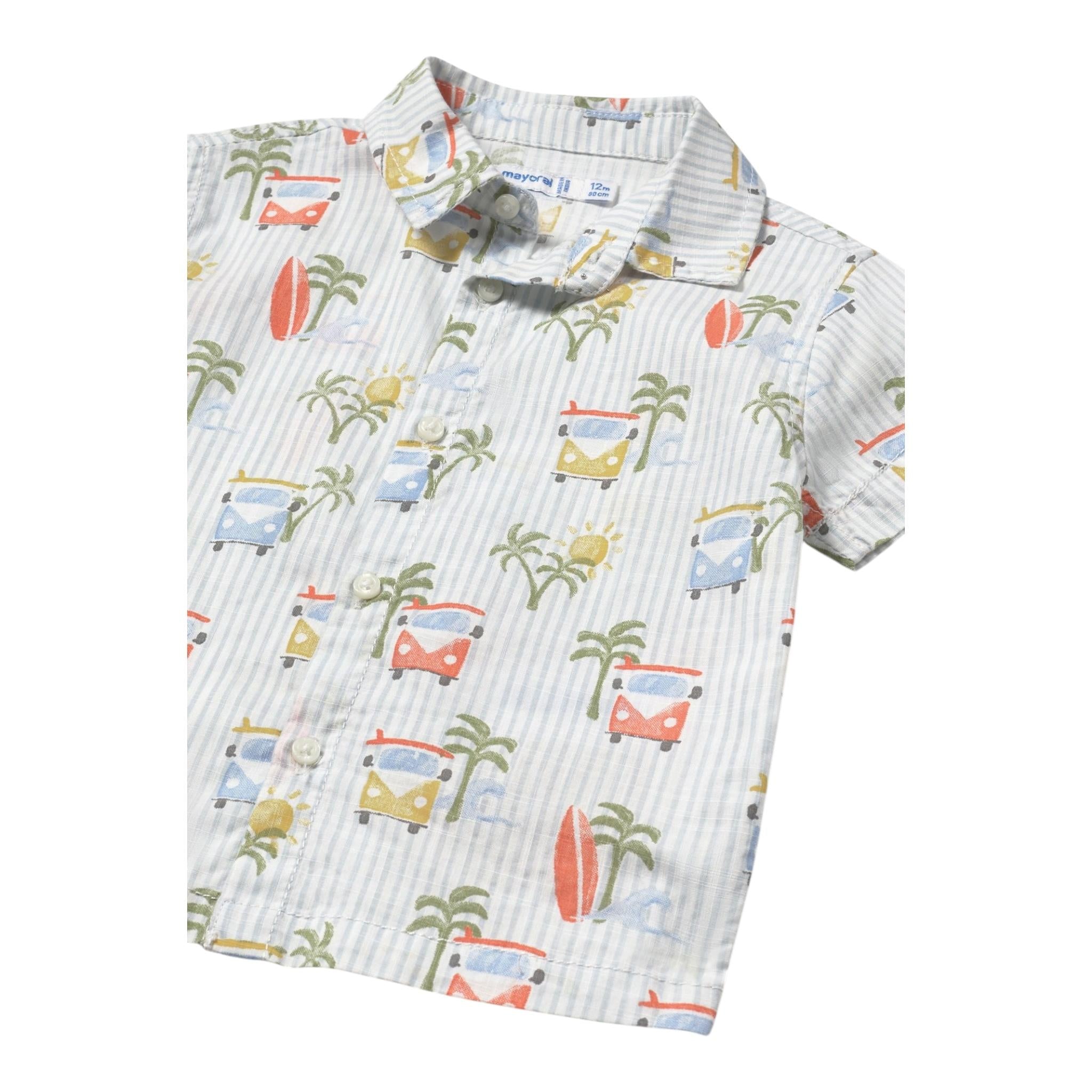 Mayoral Camicia Mezza Manica Fantasia A Righe per Neonato 1112 BIANCO MAYORAL 