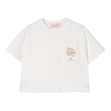 Elisabetta Franchi T-Shirt Girocollo Tinta Unita con Logo per Bambina EFTS232 PANNA ELISABETTA FRANCHI 