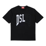 Diesel T.Shirt Girocollo Tinta Unita con Logo per Bambino J02228 NERO DIESEL 
