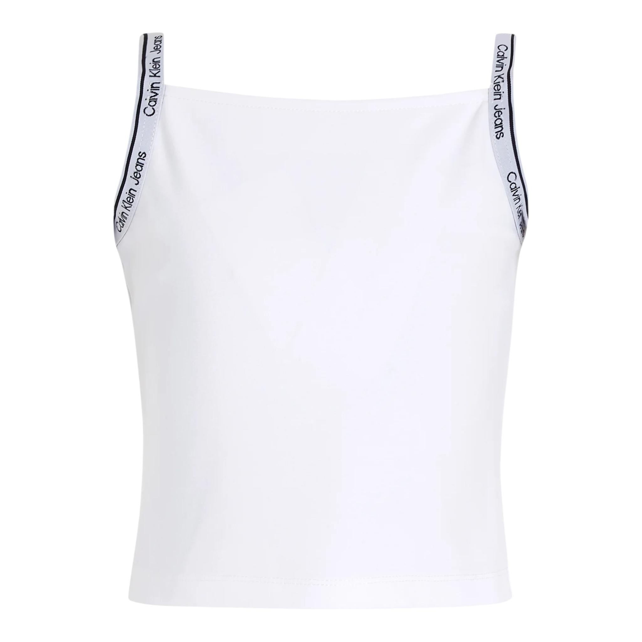 Calvin Klein Canotta Tinta Unita con Logo per Bambina IG0IG02436 BIANCO CALVIN KLEIN 
