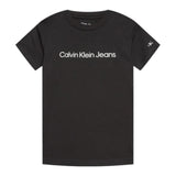 Calvin Klein T-Shirt Girocollo Tinta Unita con Stampa Nero per Bambino