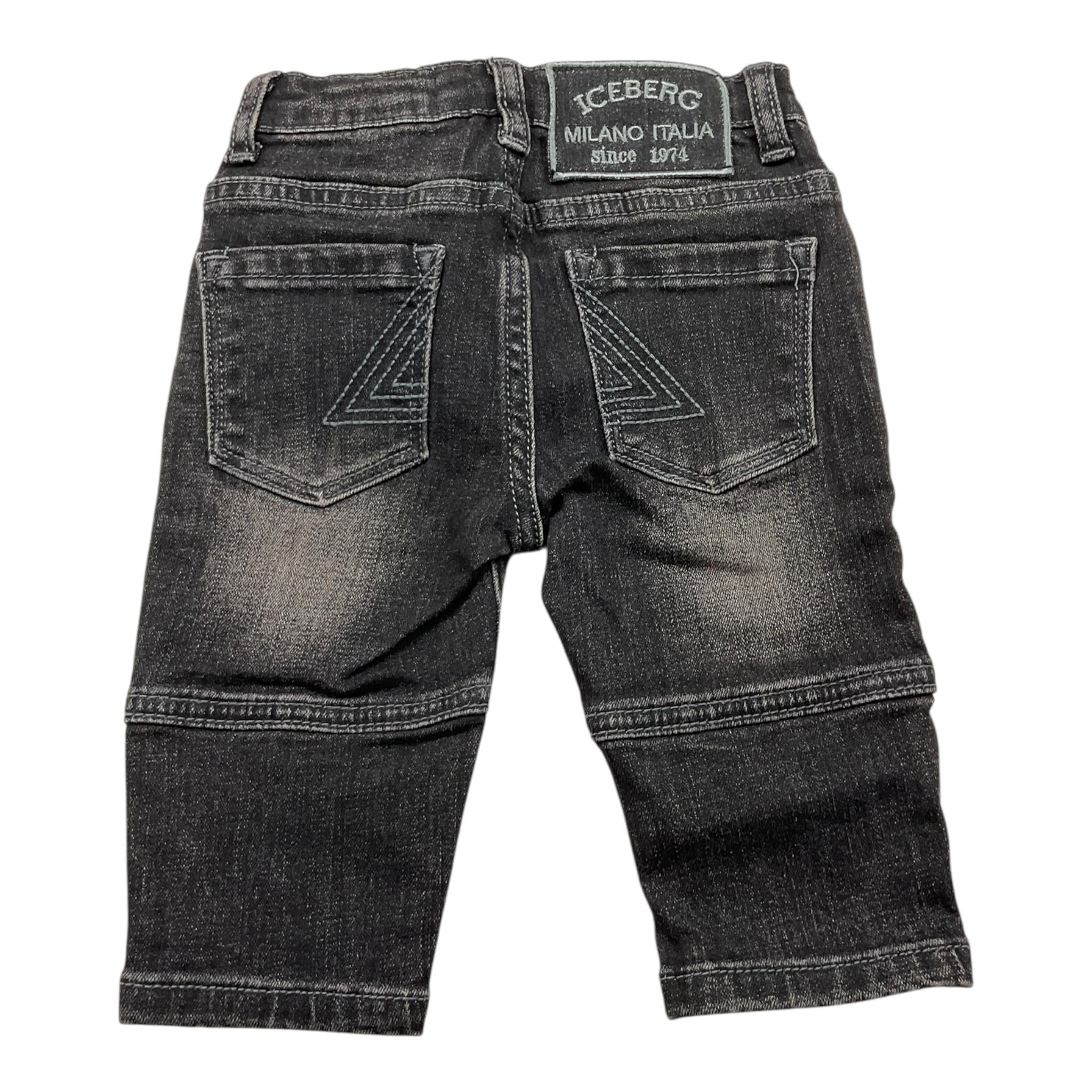 ICEBERG jeans tinta unita con girovita regolabile Nero per Neonato PTICE5308BX NERO ICEBERG 