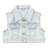 Vicolo Gilet In Denim Tinta Unita Azzurro per Neonata