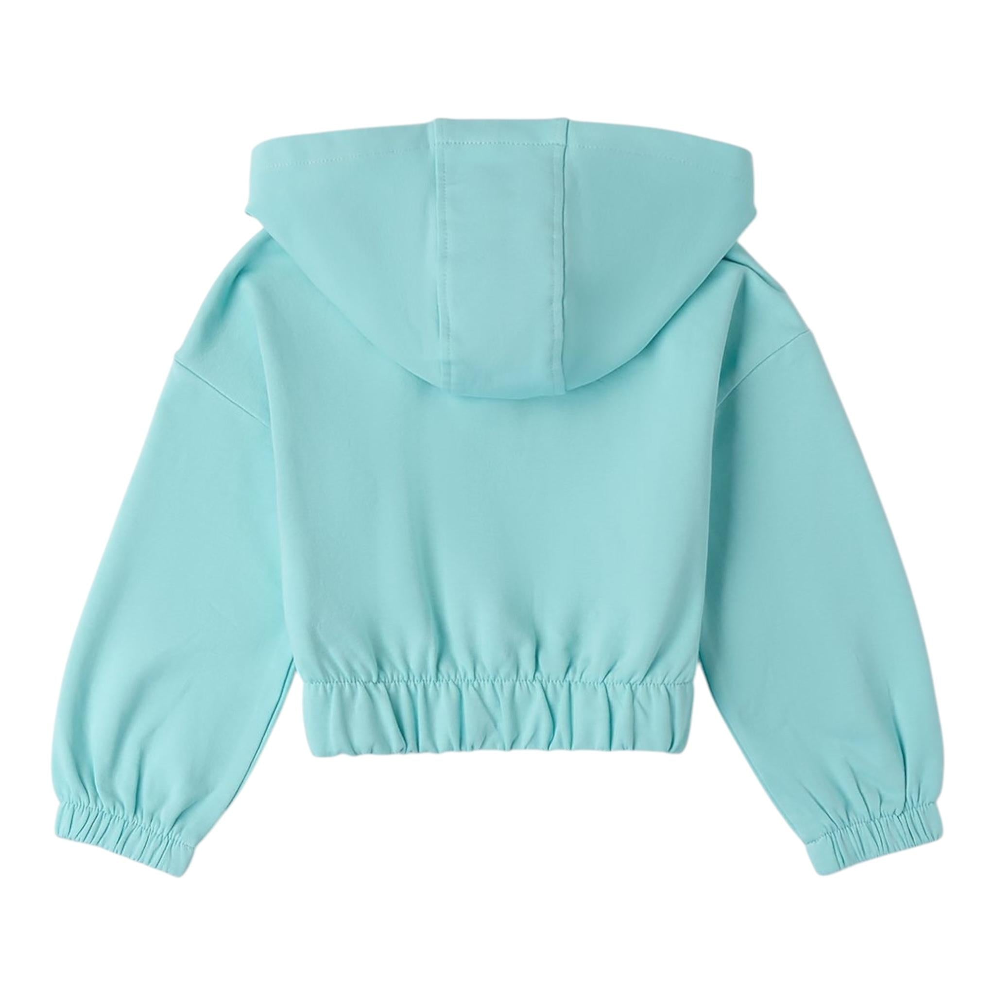 Sarabanda Felpa Tinta Unita con Zip E Cappuccio per Bambina 0B203 VERDE ACQUA SARABANDA 