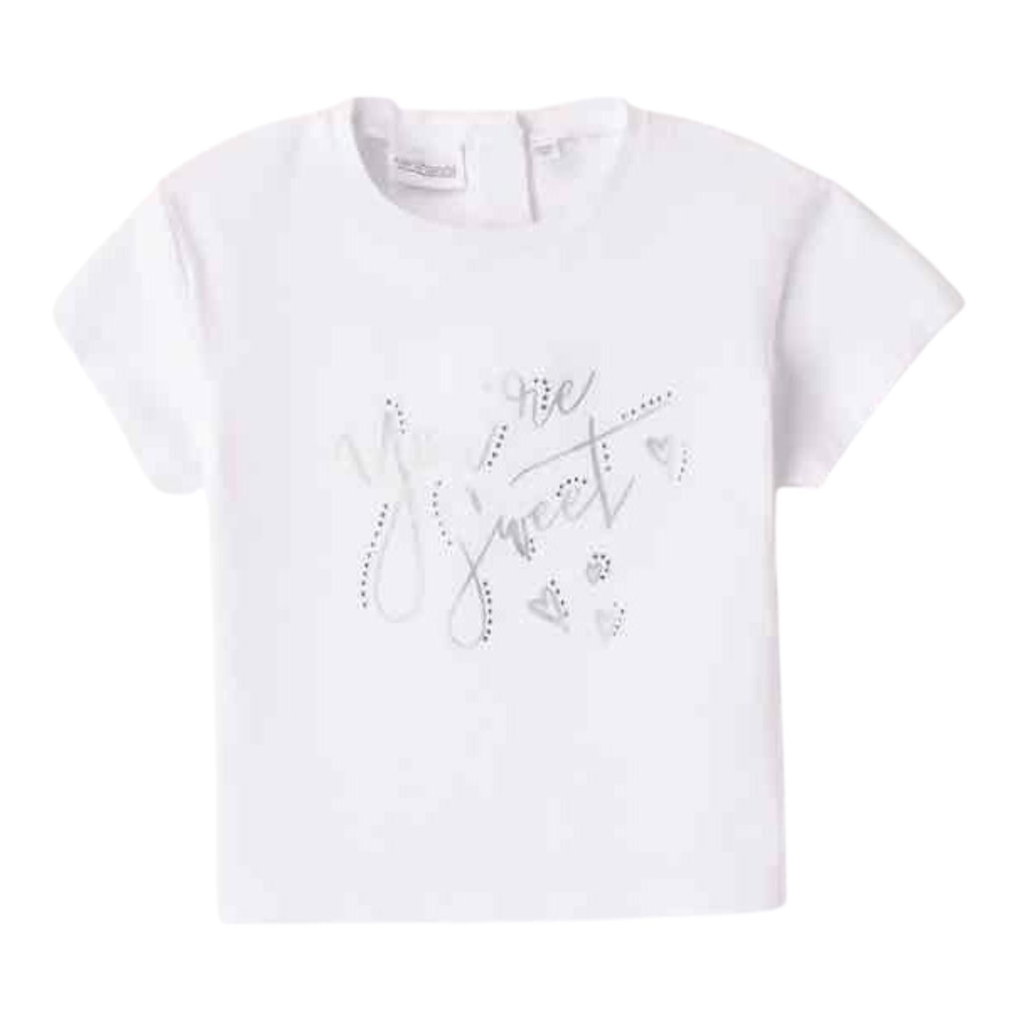 Sarabanda T-Shirt Girocollo tinta unita con Brillantini Bianco per Bambina 0B211XJ BIANCO SARABANDA 