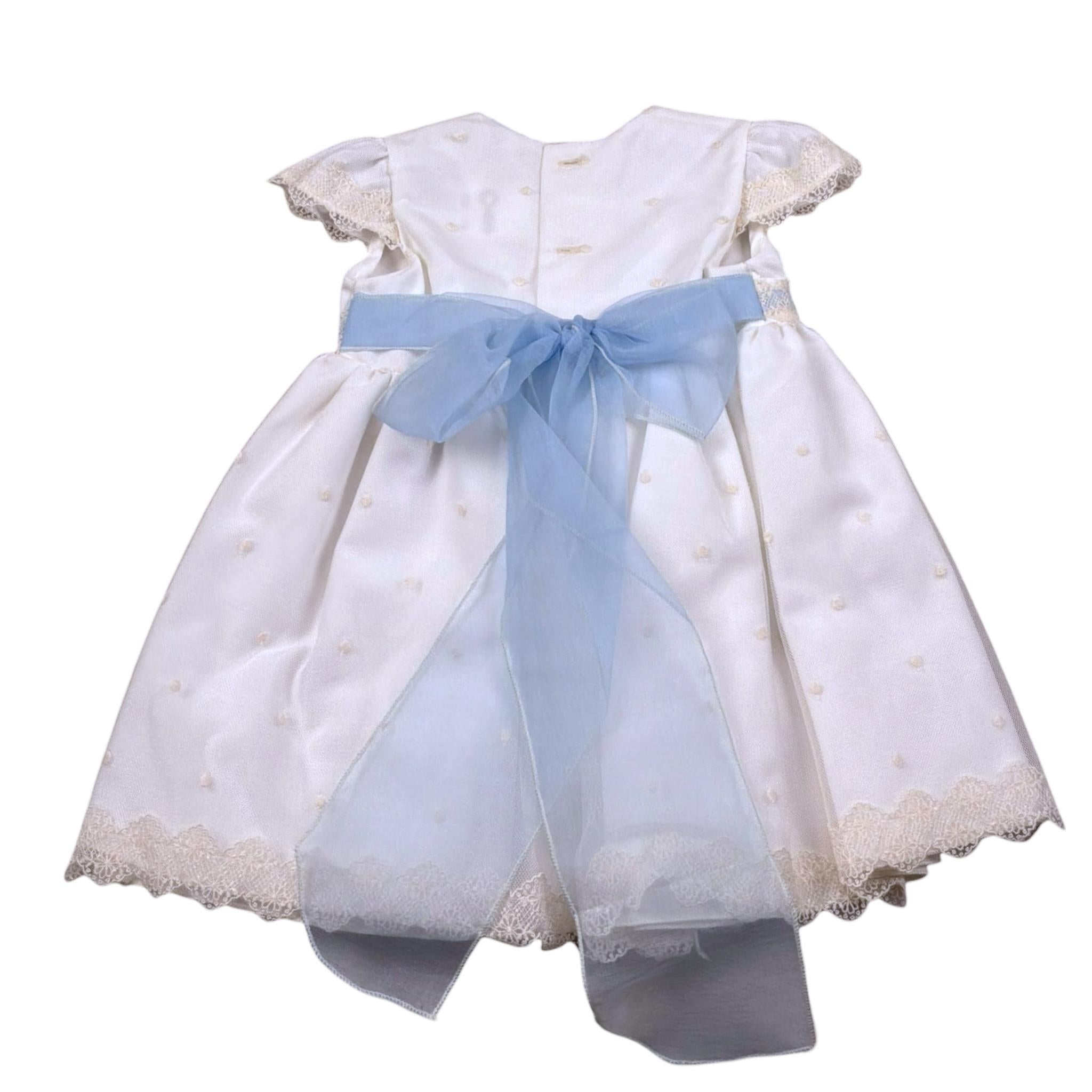 Artesania Infantil Abito Mezza Manica Tinta Unita con Cinturino per Neonata 454 BIANCO ARTESANIA INFANTIL 