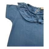 Wedoble Body Mezza Manica Tinta Unita Con Colletto Blu Per Neonata