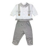 La Sartoria Dei Piccoli Completo 2 Pezzi Shirt-Ghettina Bicolore con Fantasia A Righe per Neonato LS913 BIANCO/GRIGIO LA SARTORIA DEI PICCOLI 