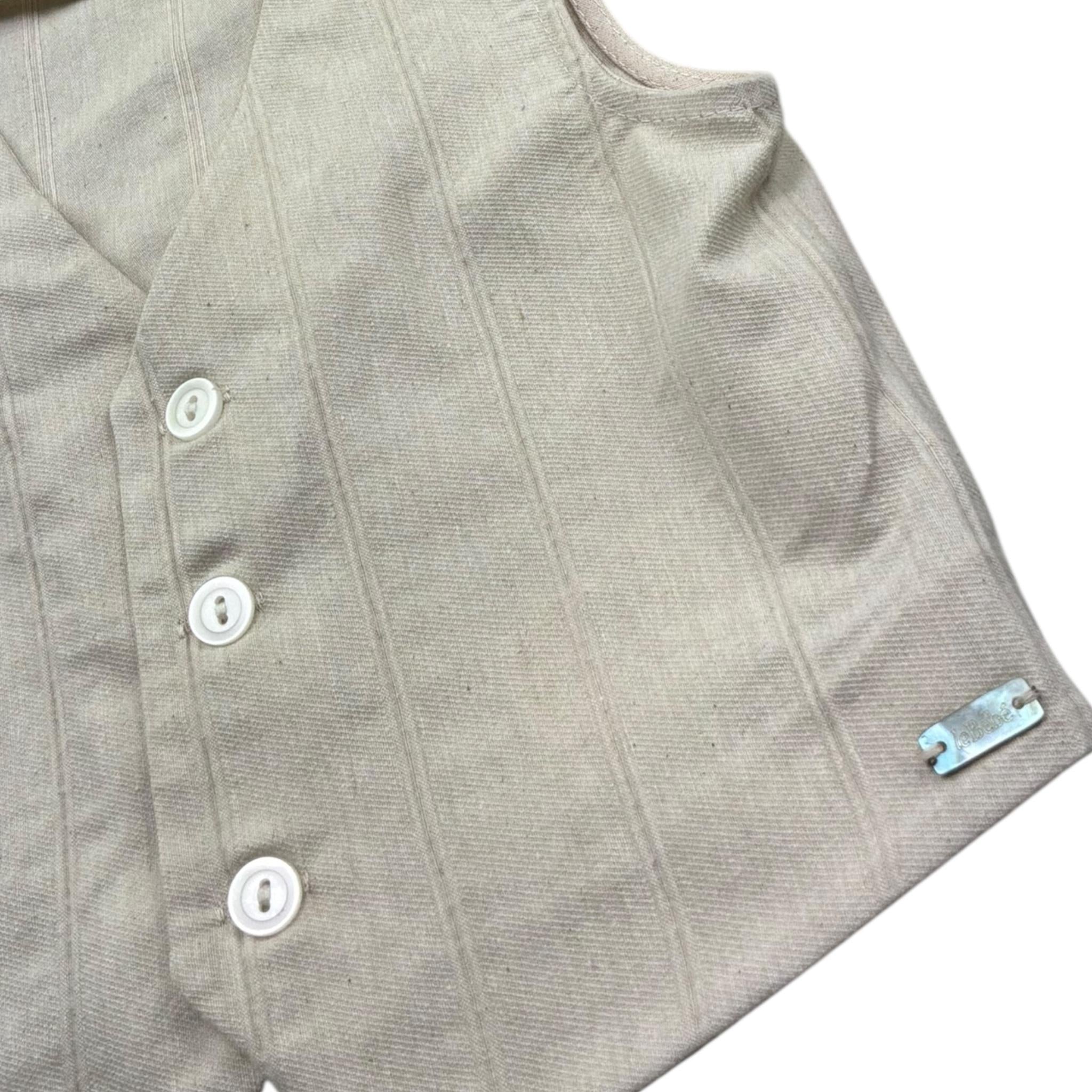 Le Bebe' Gilet Tinta Unita con Fantasia A Righe per Neonato LBB5403 BEIGE LE BEBE' 