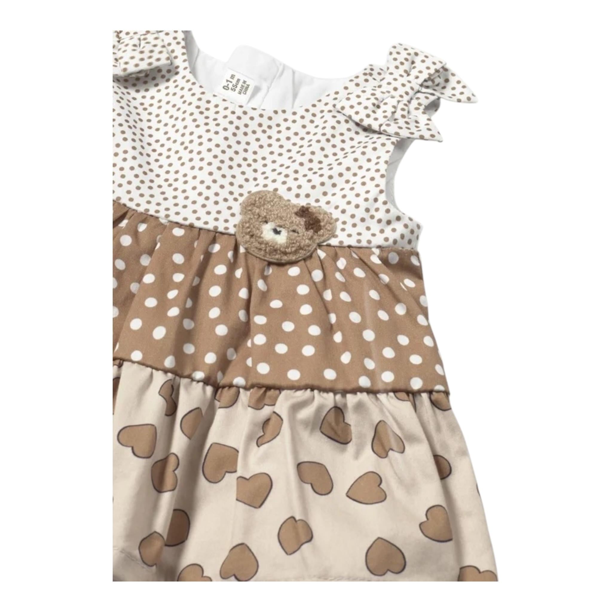 Mayoral Abito Bicolore con Fantasia A Pois per Neonata 1868 BIANCO/MARRONE MAYORAL 