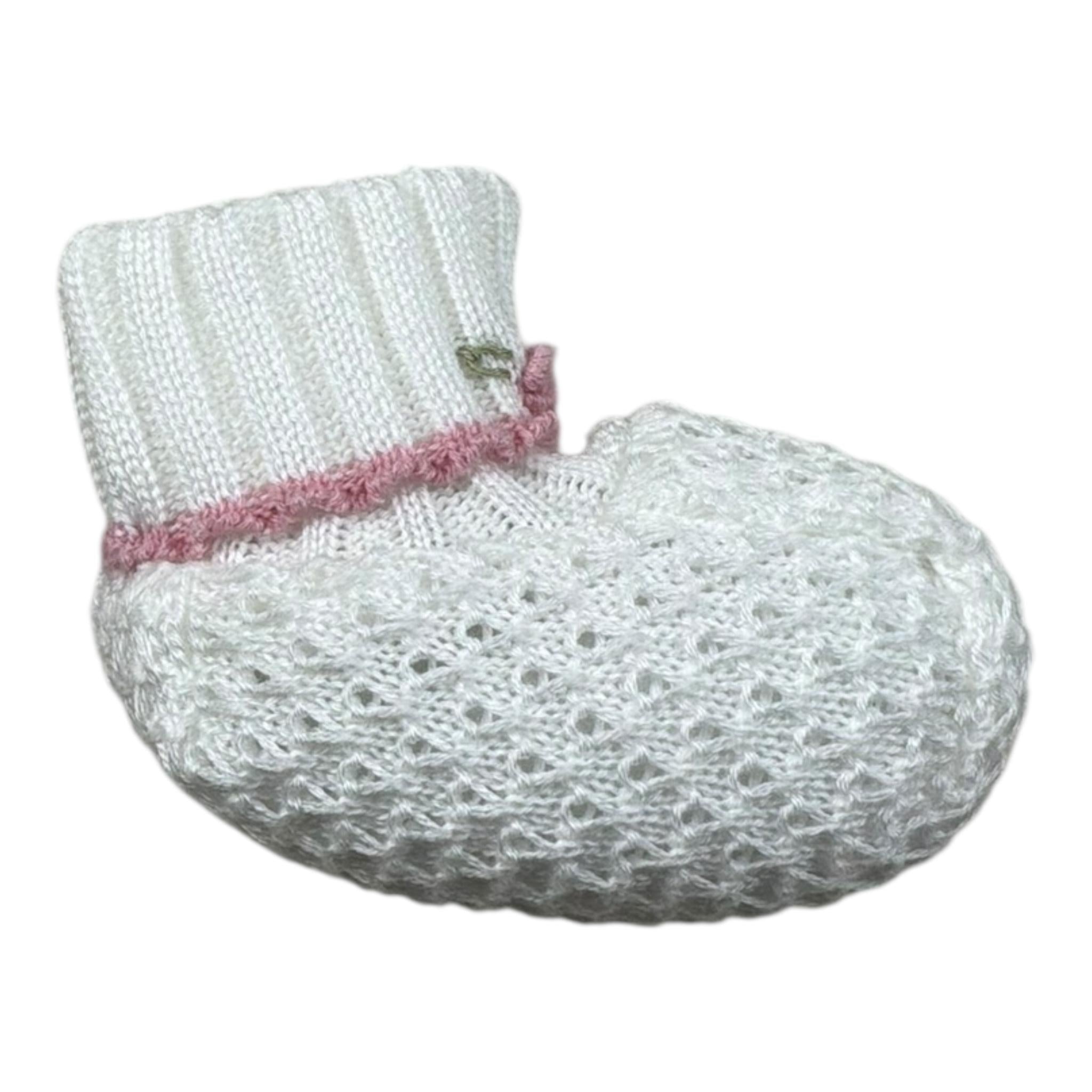 Marlu' Babbucce Tinta Unita con Applicazione per Neonata EB24S BIANCO MARLU' 