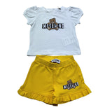 Moschino Completo 2 Pezzi T-Shirt-Short Bicolore per Neonata MBG01O BIANCO/GIALLO MOSCHINO 