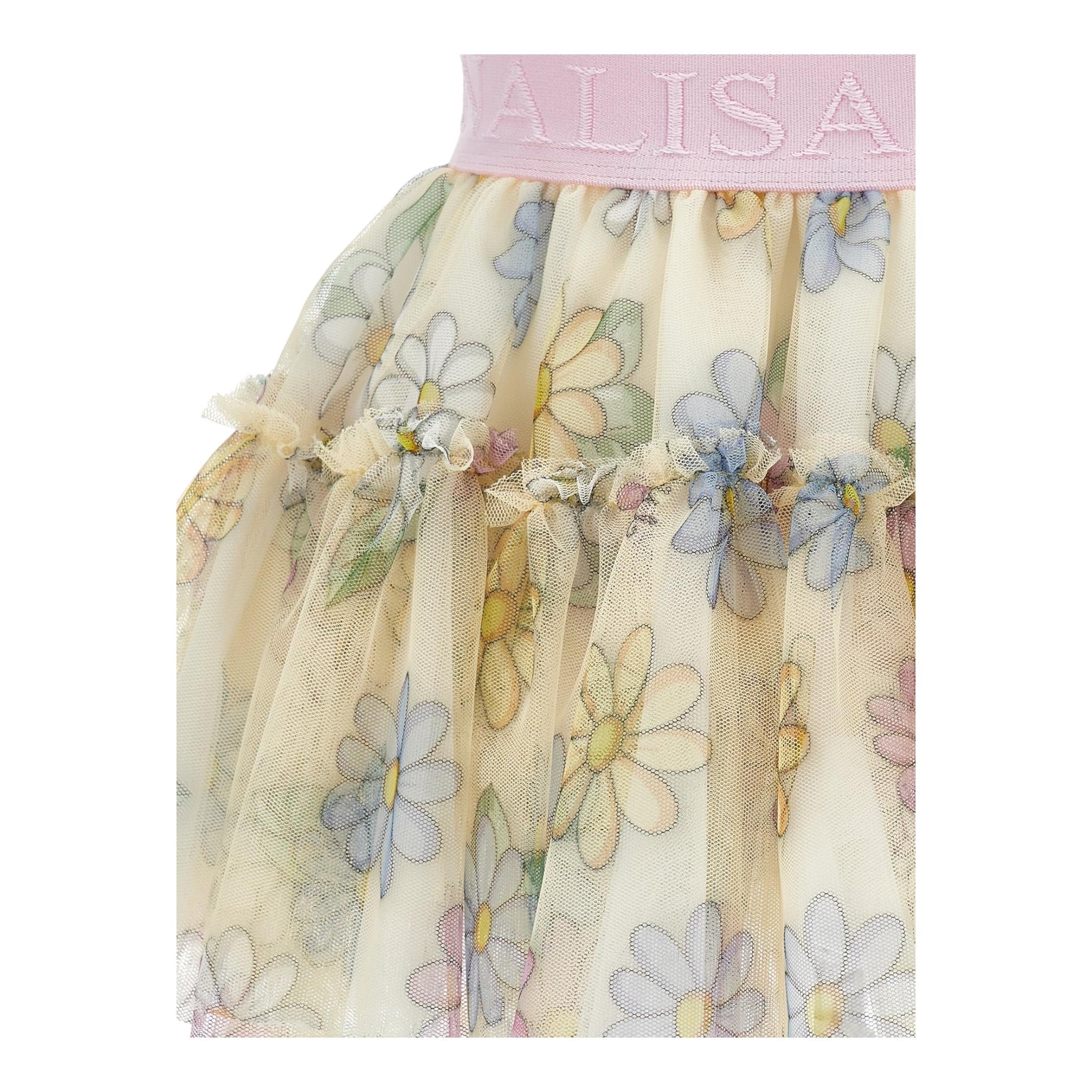 Monnalisa Gonna Tinta Unita In Tulle con Stampa Fiori per Neonata 31E702X GIALLO MONNALISA 