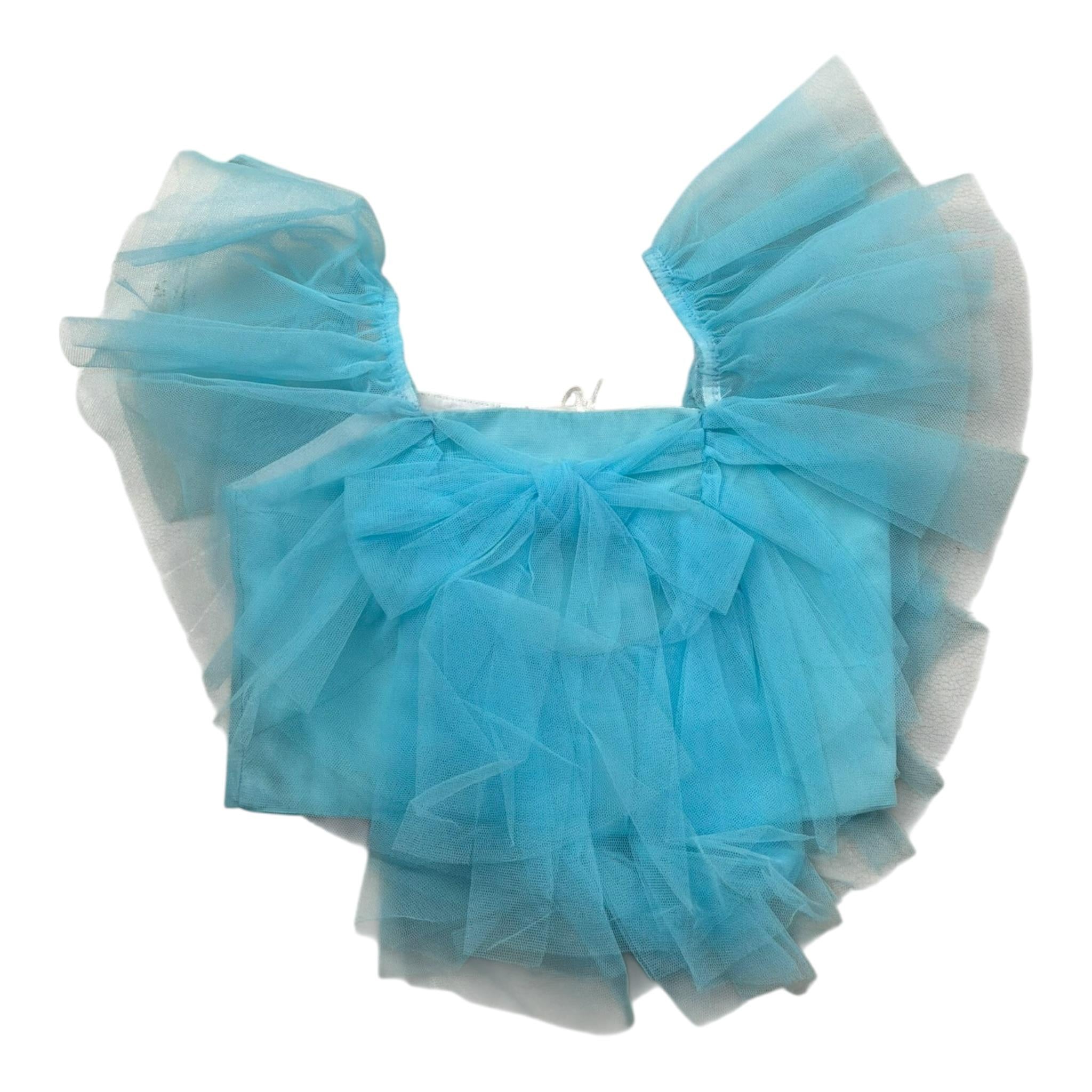 Miss Grant Top Tinta Unita con Tulle per Bambina MG1270J AZZURRO MISS GRANT 