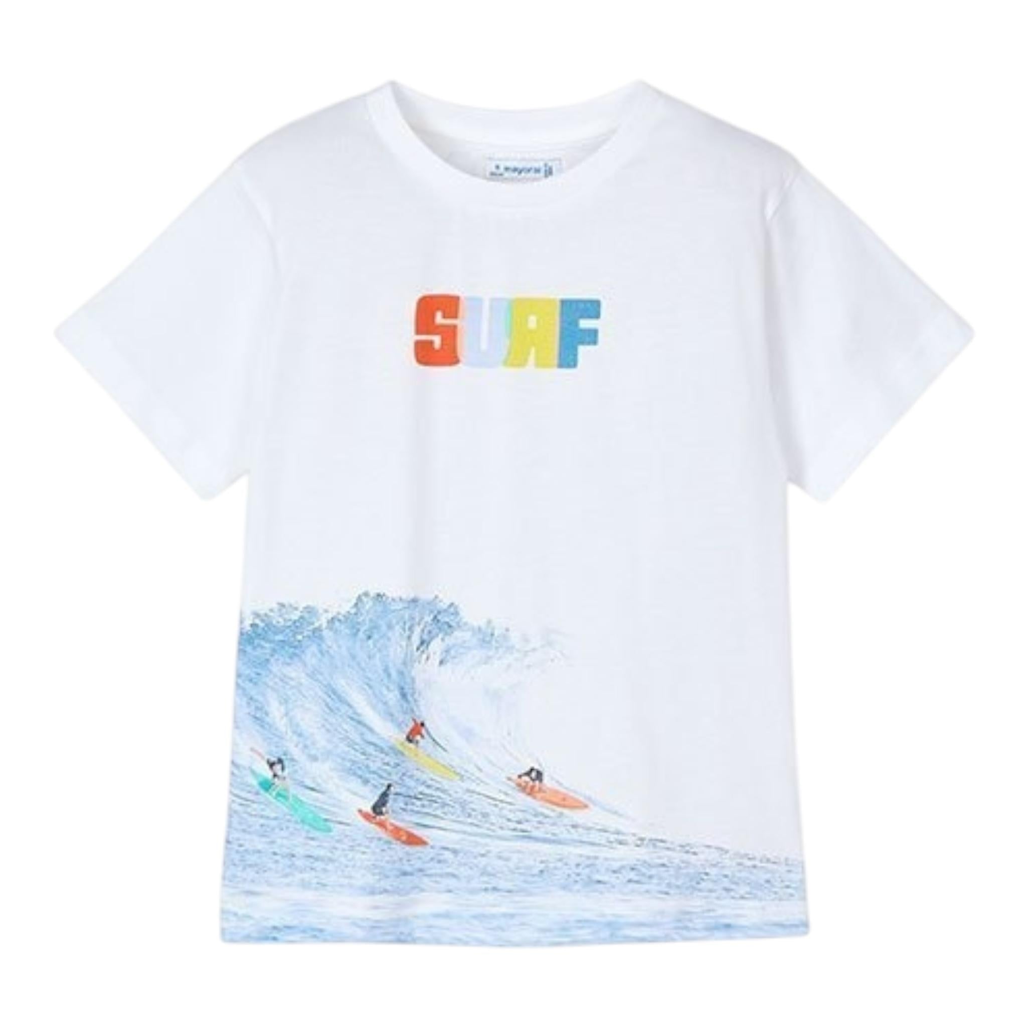 Mayoral T-Shirt Girocollo Tinta Unita con Stampa per Bambino 3046 BIANCO MAYORAL 