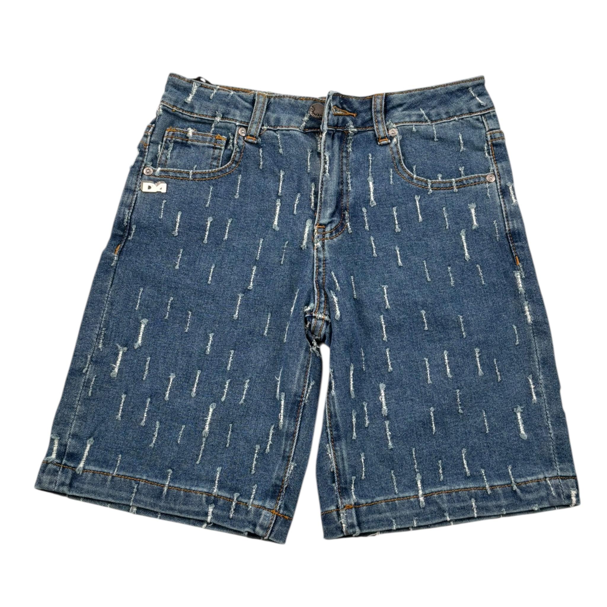 Daniele Alessandrini Bermuda In Denim Tinta Unita con Strappi per Bambino 1236SD00256XX BLU DANIELE ALESSANDRINI 