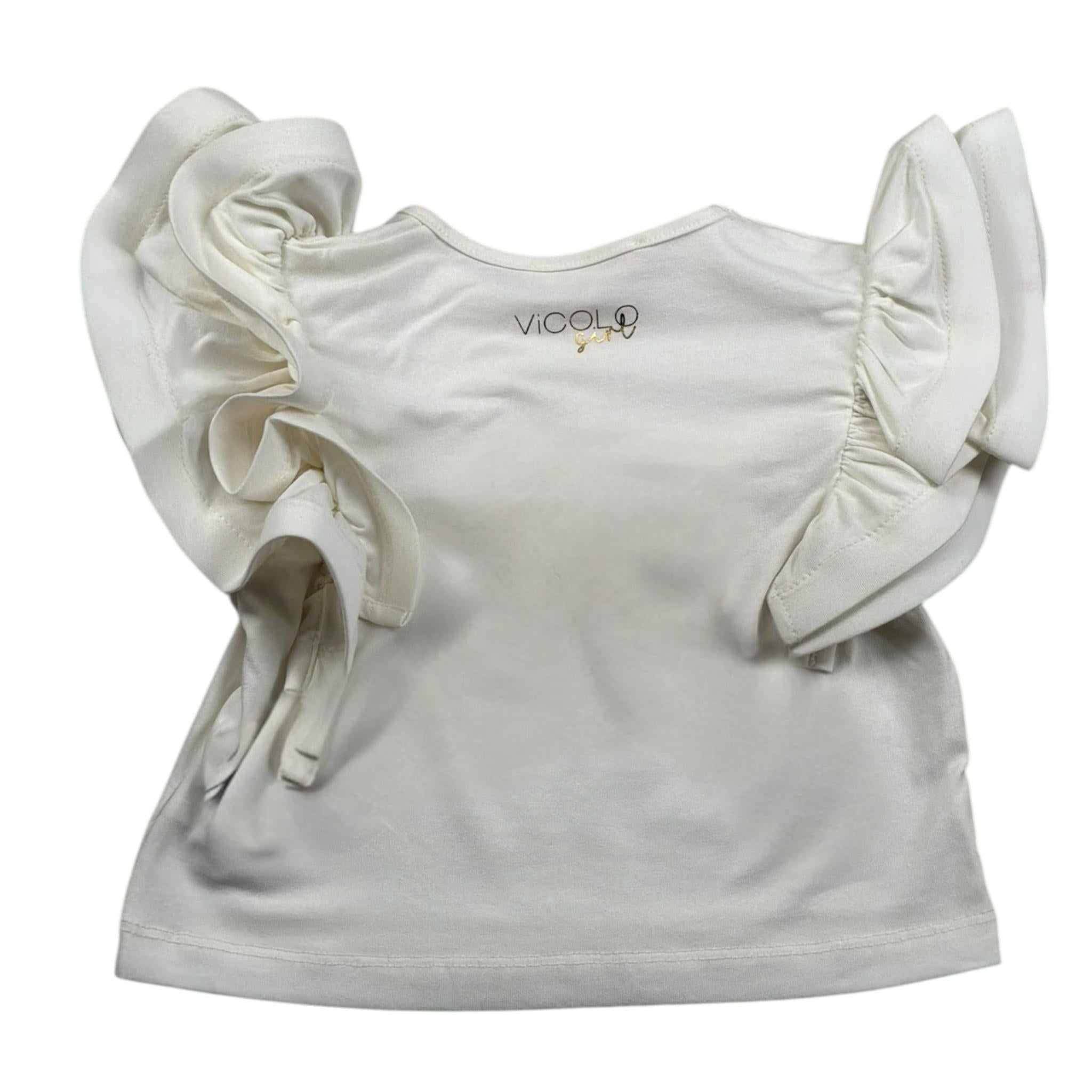 Vicolo T-Shirt Girocollo Tinta Unita con Logo per Neonata 3146M00370 PANNA VICOLO 