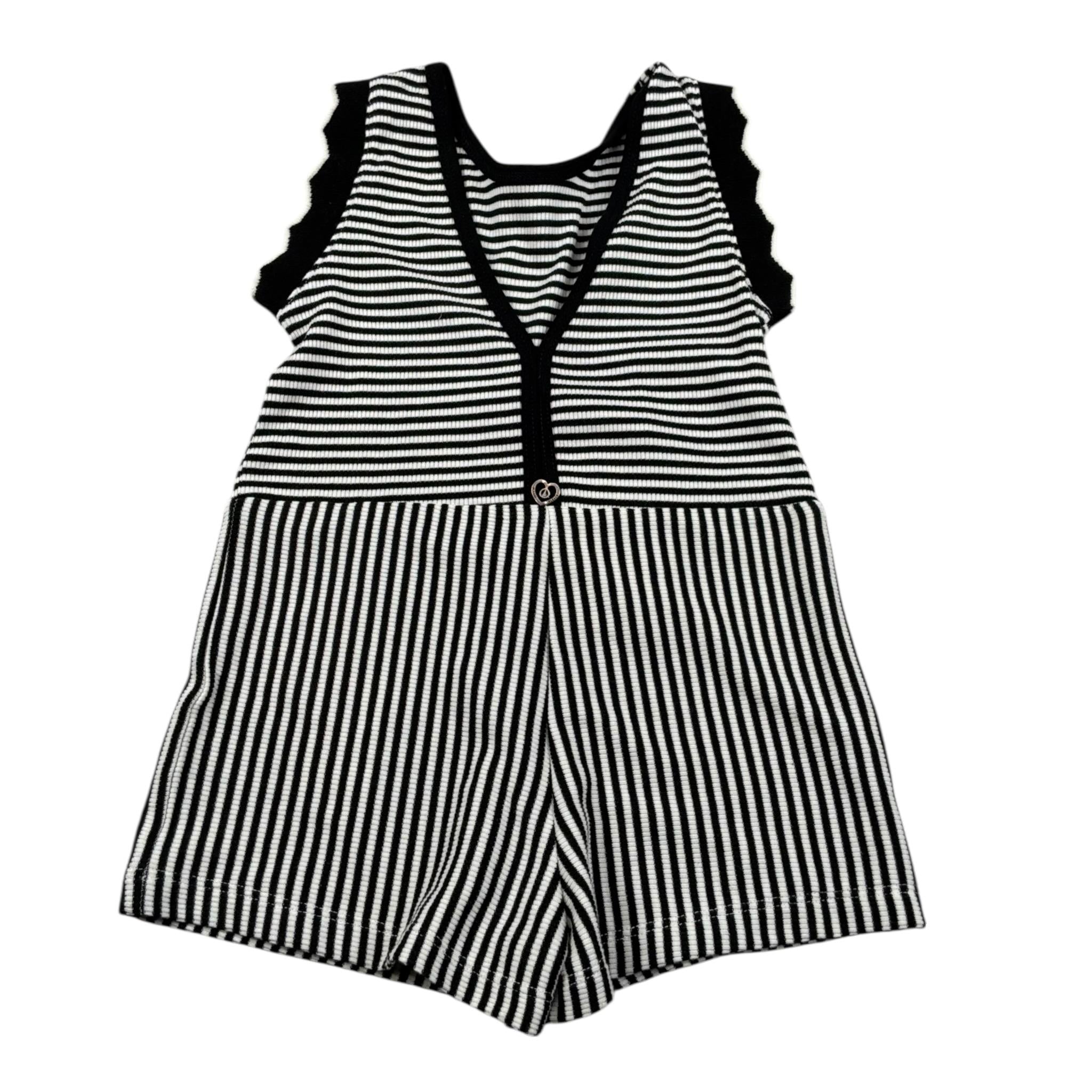 Please Tuta Intera Giromanica Fantasia A Righe per Bambina TC09071G71 BIANCO/NERO PLEASE 