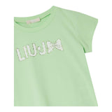 Liu Jo T-Shirt Girocollo Tinta Unita con Brillantini per Bambina KA5081XX VERDE LIU JO 