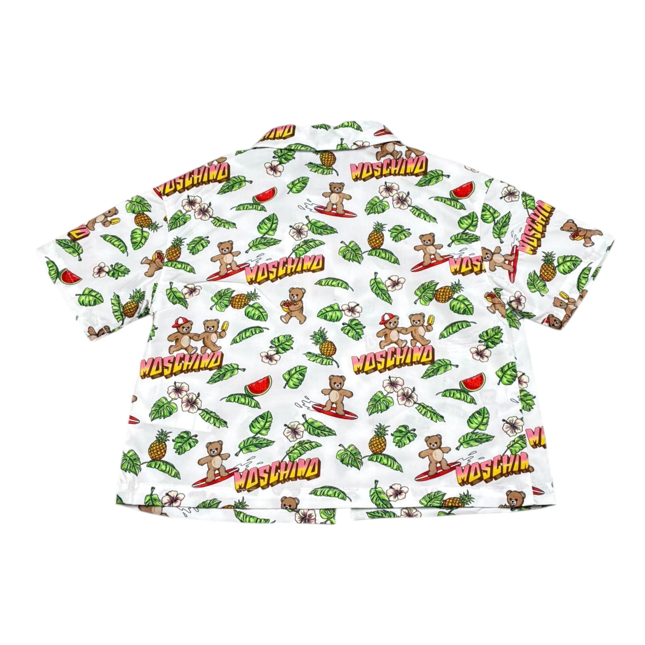 Moschino Camicia Mezza Manica Tinta Unita con Stampa per Neonato MUC01L BIANCO MOSCHINO 