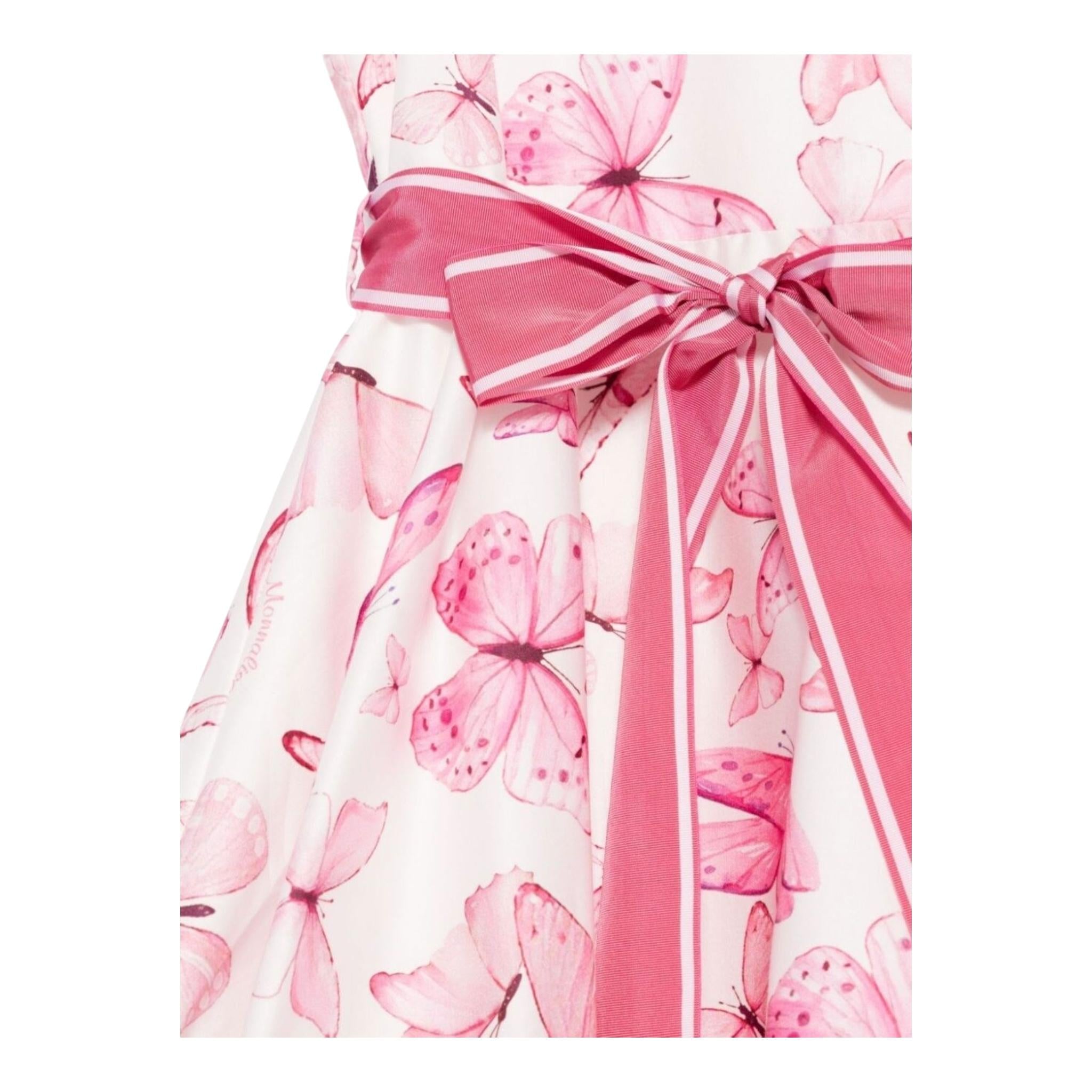 Monnalisa Abito Tinta Unita con Fantasia Fiori per Bambina 71E910 BIANCO MONNALISA 