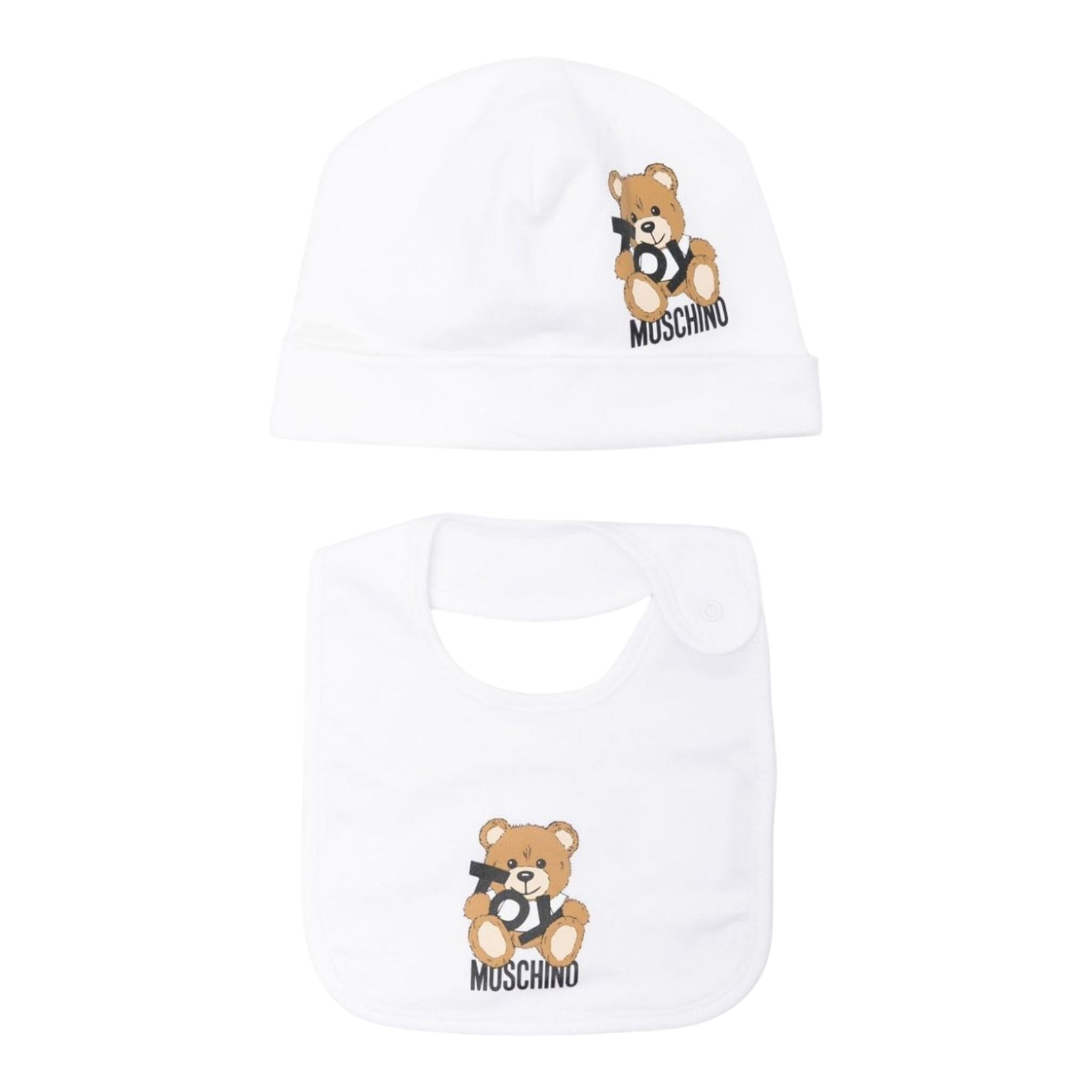 Moschino Set Cappello-Bavetta Tinta Unita per Neonato MUY081X BIANCO MOSCHINO 