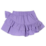 Miss Blumarine Gonna Tinta Unita Con Fiocco E Stampa Logo Lilla Per Bambina