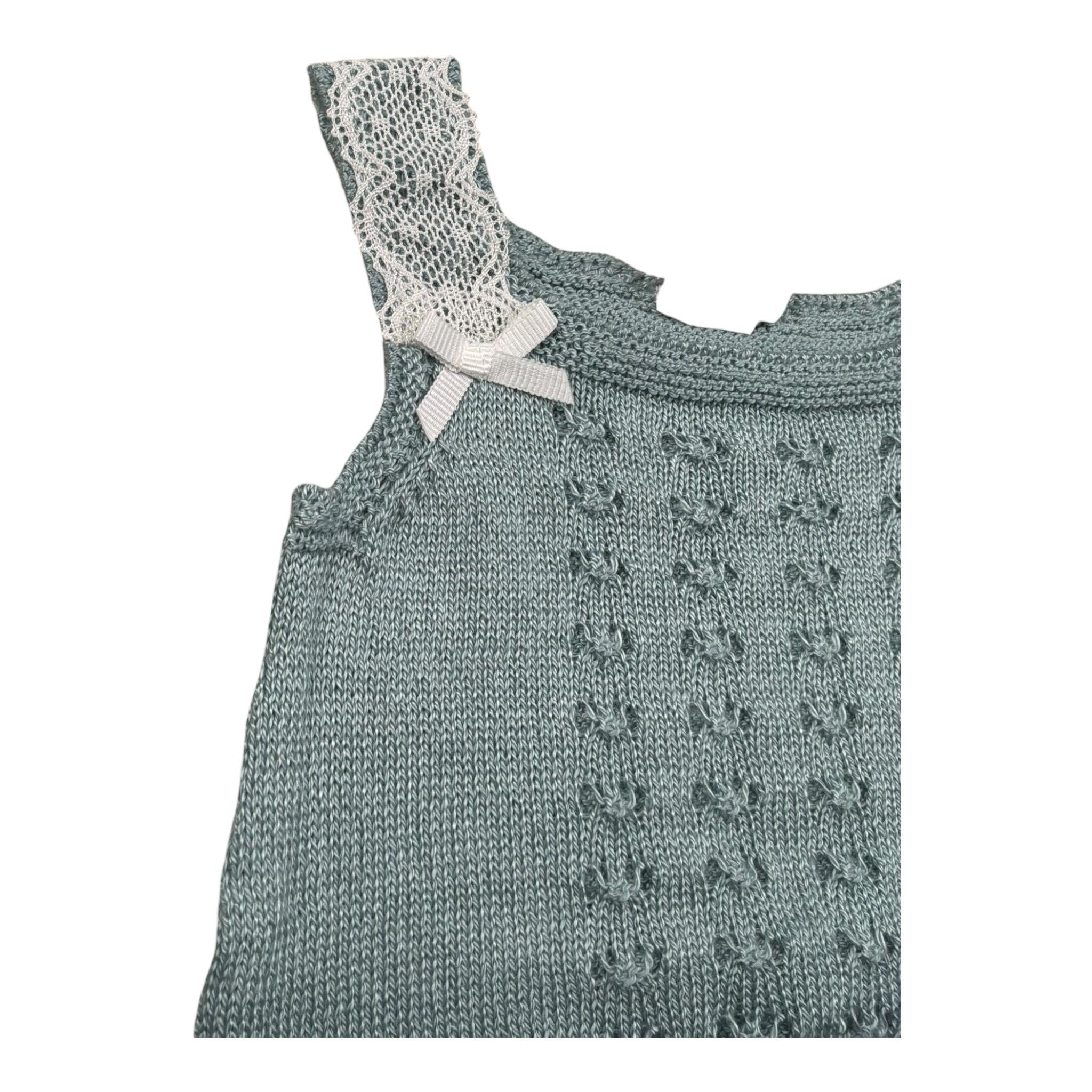 Paz Rodriguez Pagliaccetto Giromanica Tinta Unita con Ricami per Neonata 022122674 VERDE PAZ RODRIGUEZ 