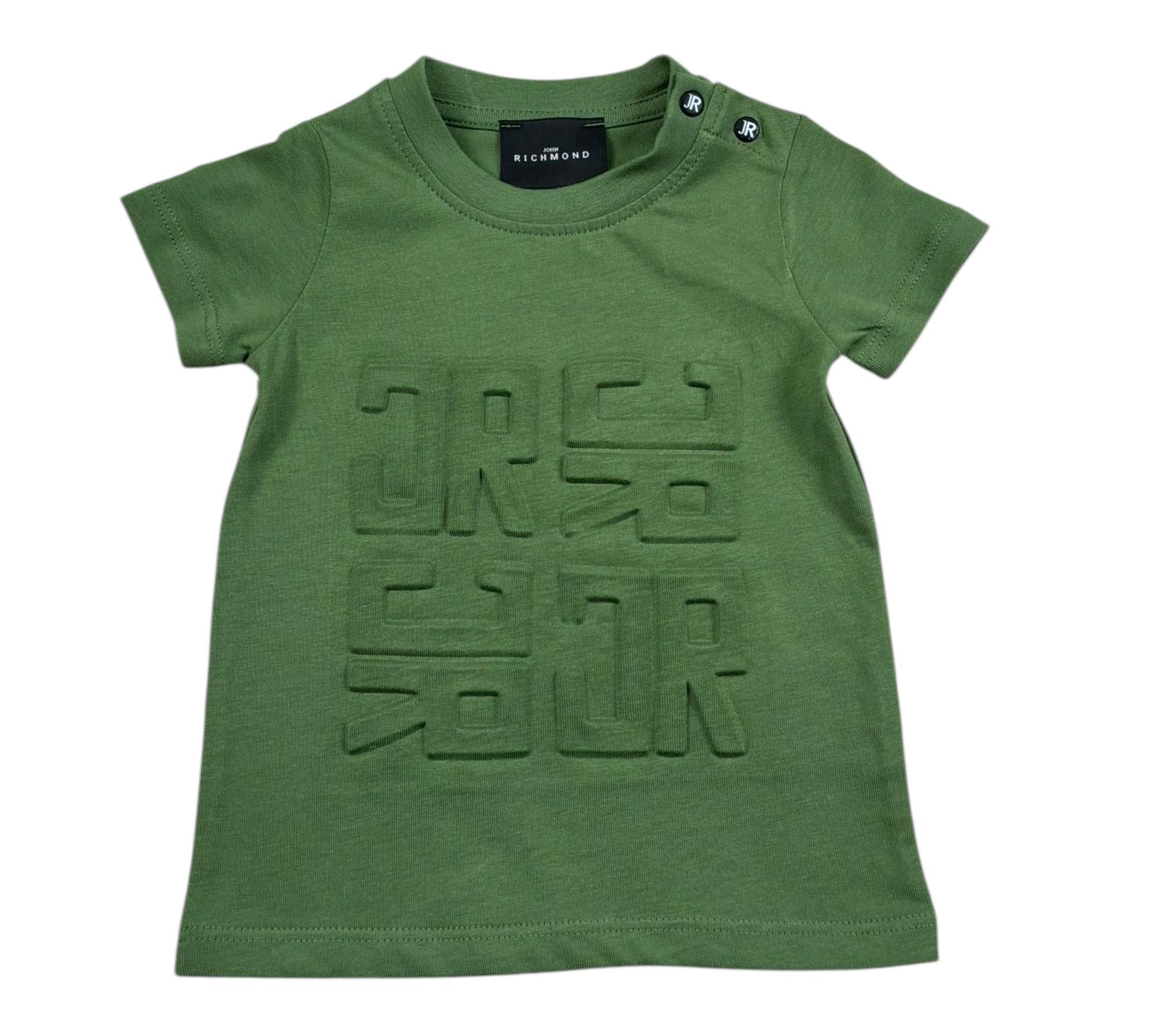John Richmond T-Shirt Girocollo Tinta Unita con Logo per Neonato RIP26015TS VERDE JOHN RICHMOND 