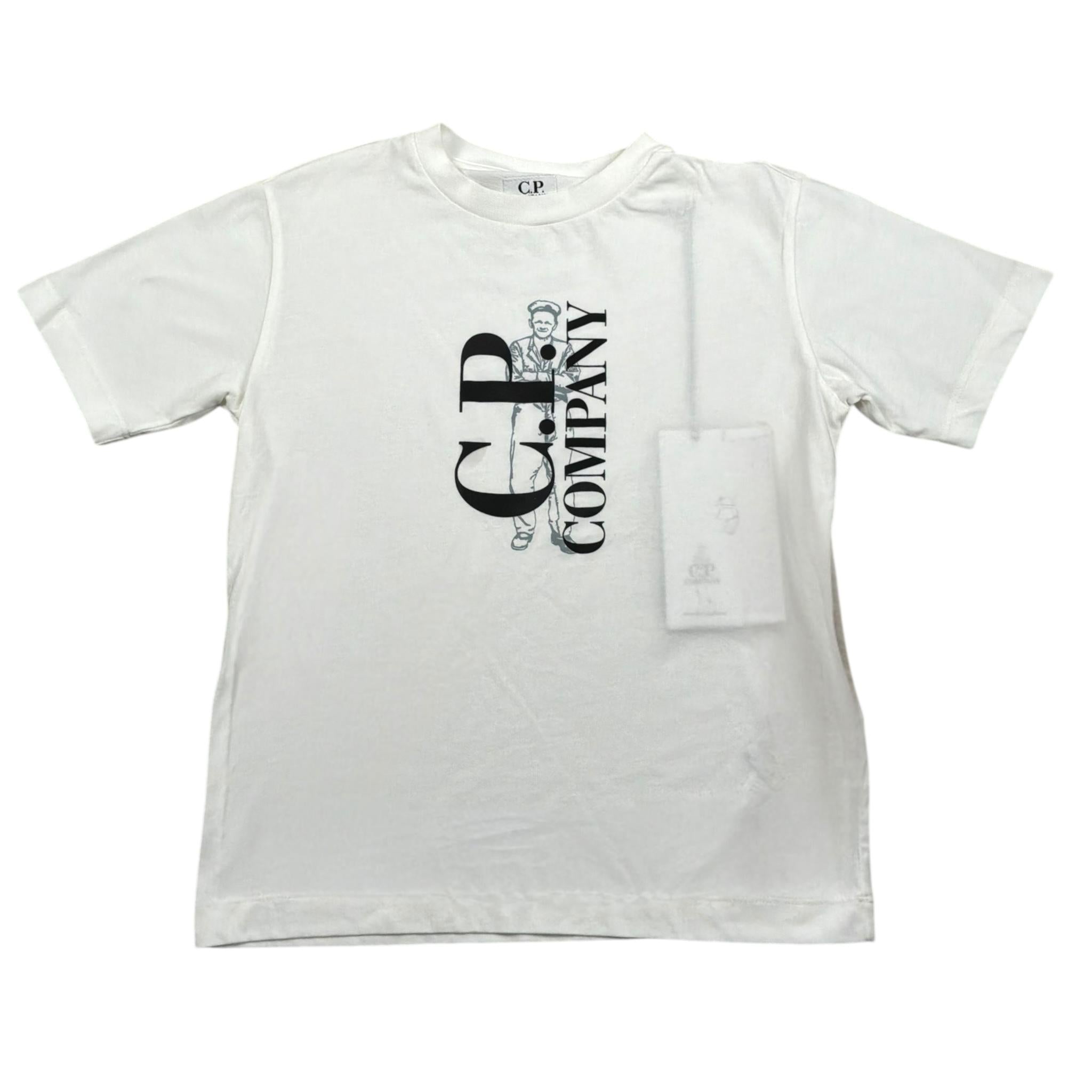 C.P. Company T-Shirt Girocollo Tinta Unita con Stampa per Bambino CNM00L BIANCO C.P. COMPANY 