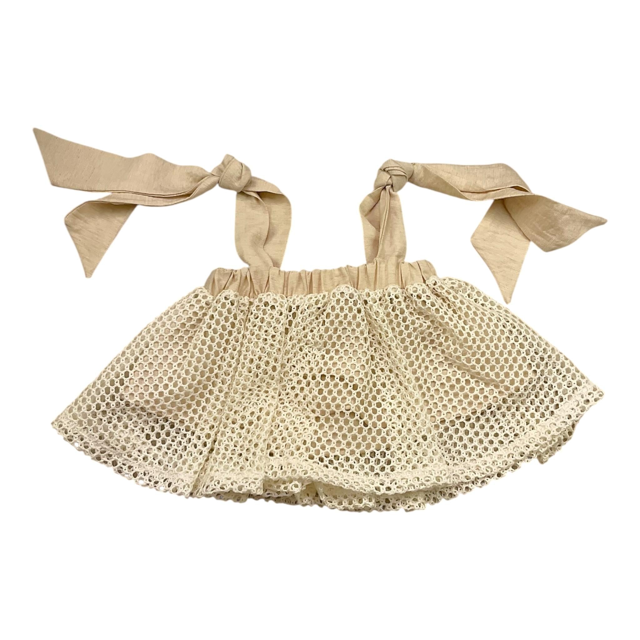 Janice Top Tinta Unita Traforato per Bambina JN818B BEIGE JANICE 