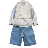 Shako' Completo Cermonia 3Pz Camicia-Bermuda-Gilet Azzurro Per Neonato