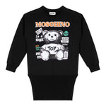 MOSCHINO abito manica lunga tinta unita con stampa in contrasto Nero per Bambina HDV0FG NERO MOSCHINO 