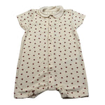 Petit Bateau Pagliaccetto Mezza Manica tinta unita con Stampe Cuoricini Beige per Neonata A09MW BEIGE PETIT BATEAU 