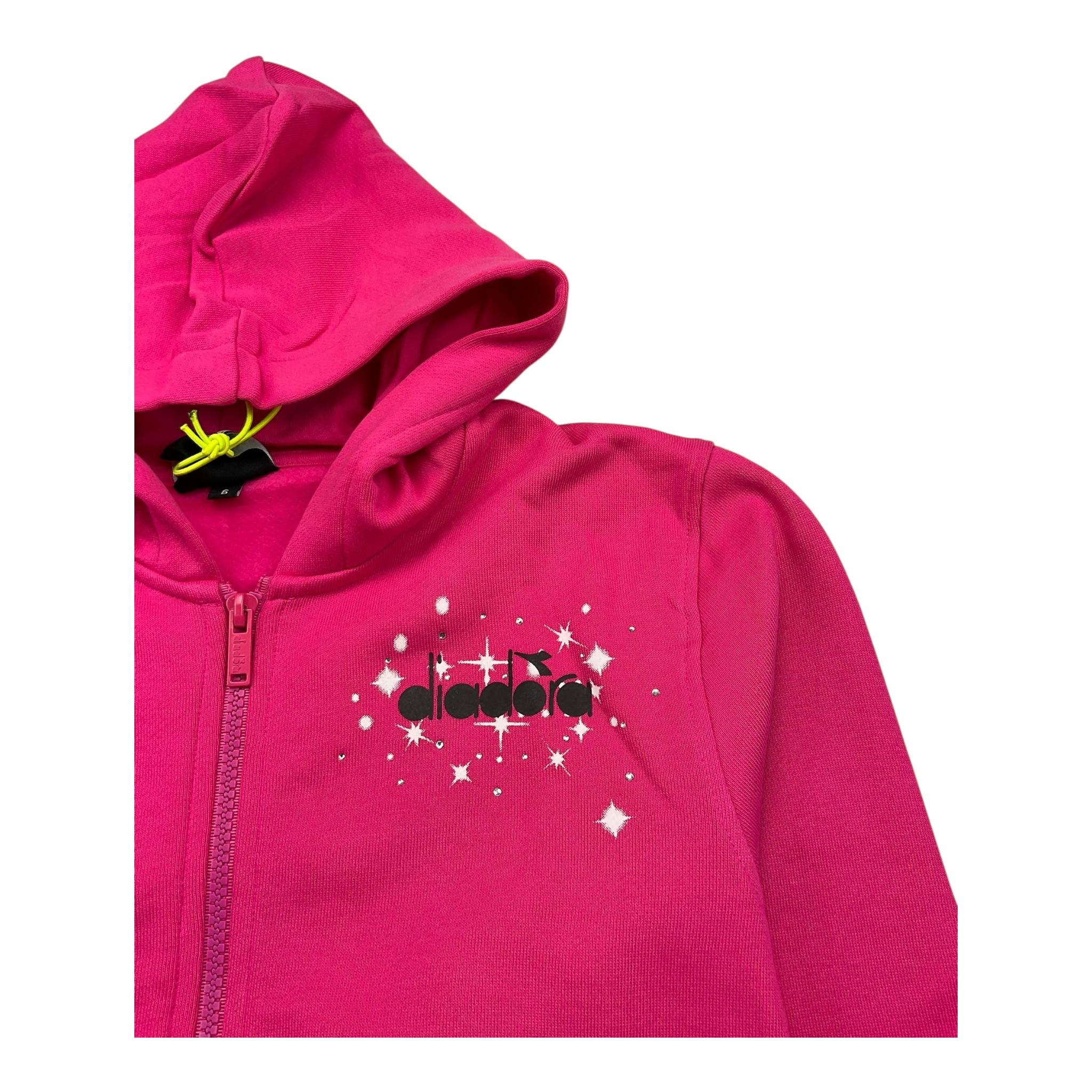DIADORA felpa con zip e cappuccio tinta unita con logo Fuxia per Bambina F4DIBGZH098 FUXIA DIADORA 