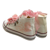Quickas Sneakers Bicolore con Lacci e Applicazioni Bianco/Rosa per Bambina