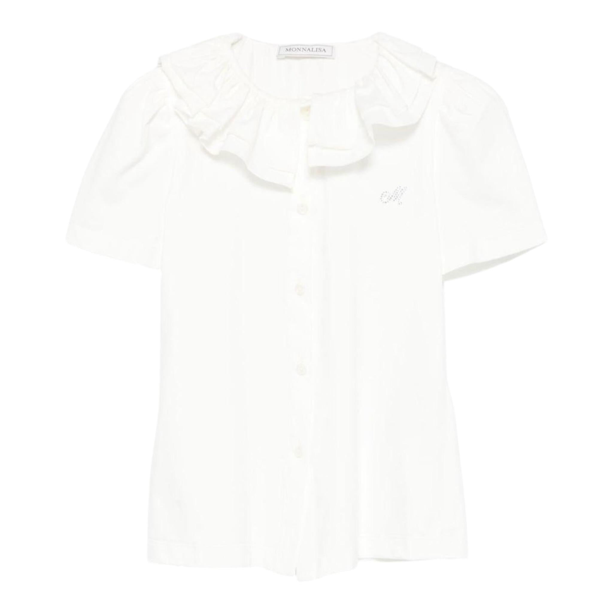 Monnalisa Camicia Tinta Unita con Colletto per Bambina 17EPAT BIANCO MONNALISA 