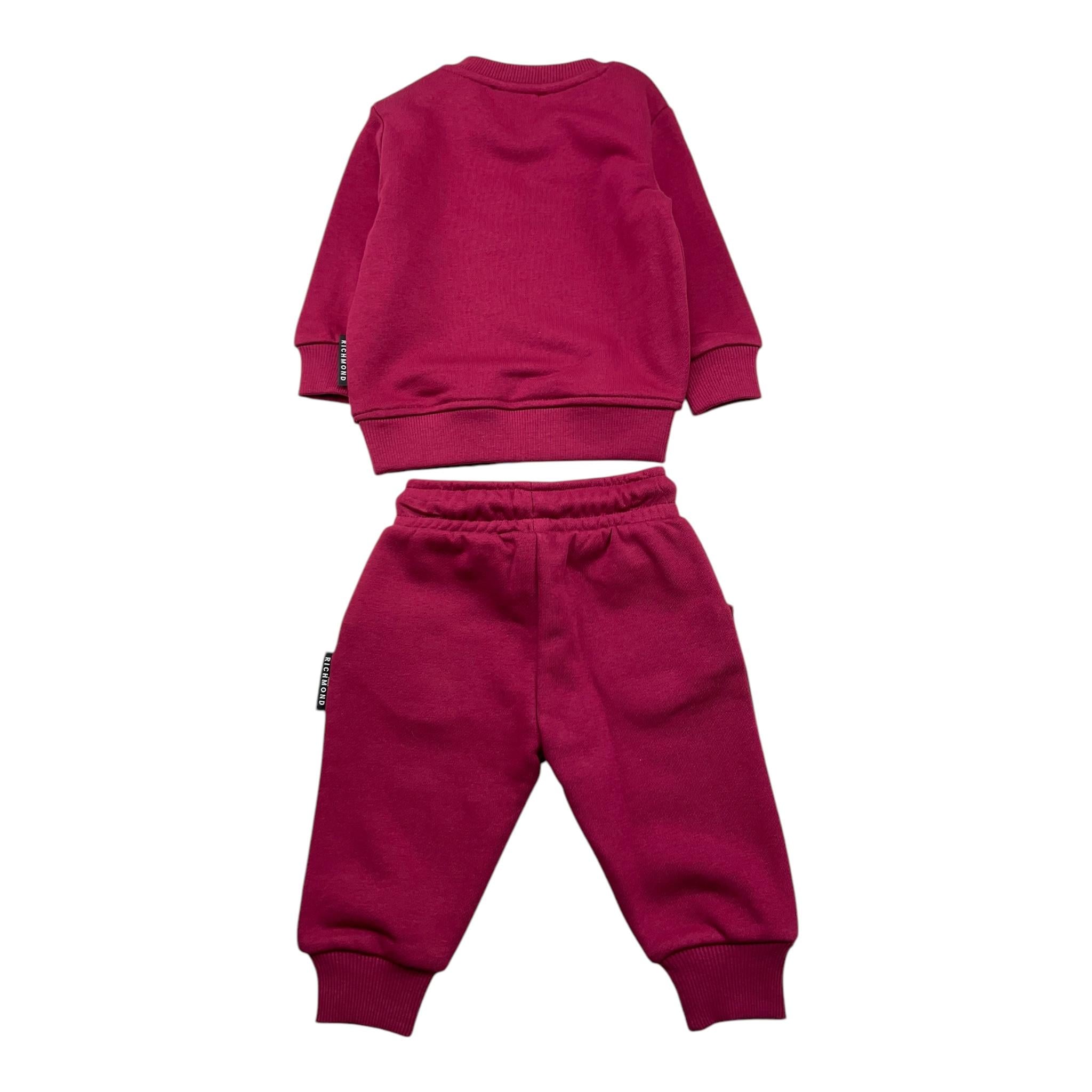 JOHN RICHMOND completo 2pz felpa-pantalone tinta unita con stampa Bordeaux per Neonato RIA25016CF BORDEAUX JOHN RICHMOND 