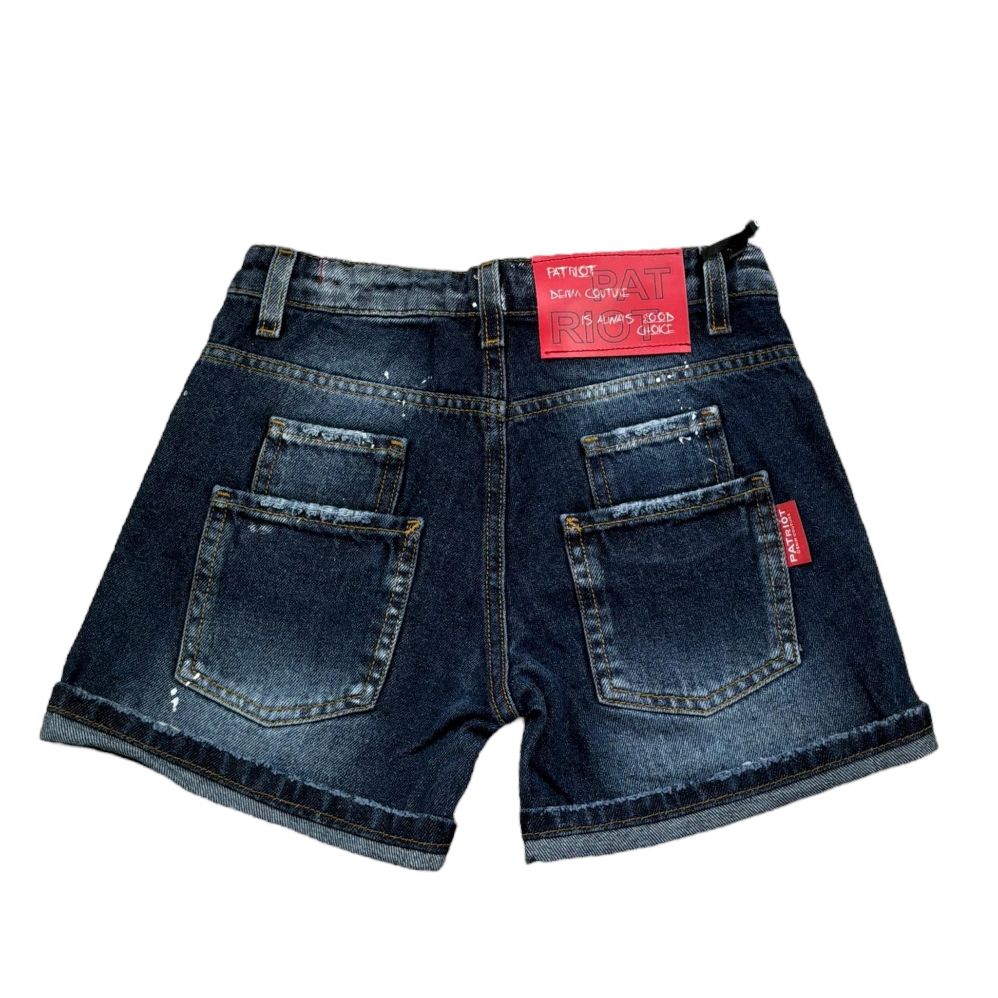 Patriot Bermuda In Denim Tinta Unita con Girovita Regolabile per Bambino PJS2SPCK42 BLU PATRIOT 
