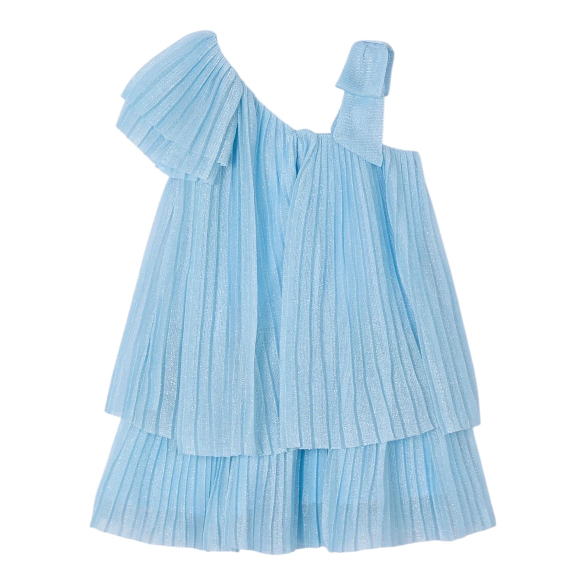 Mayoral Abito Tinta Unita con Balze per Bambina 3912 AZZURRO MAYORAL 