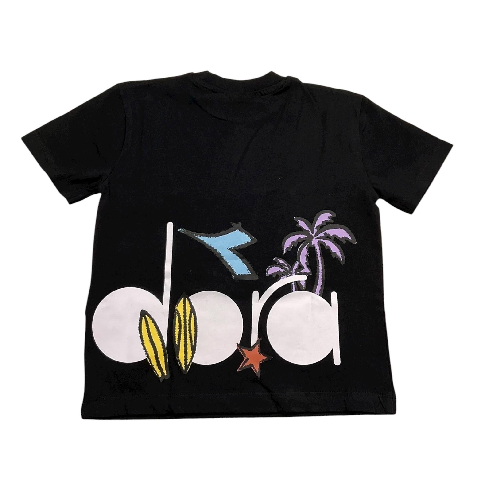 Diadora T-Shirt Girocollo Tinta Unita con Logo per Bambino S4DIBBTH085J NERO DIADORA 