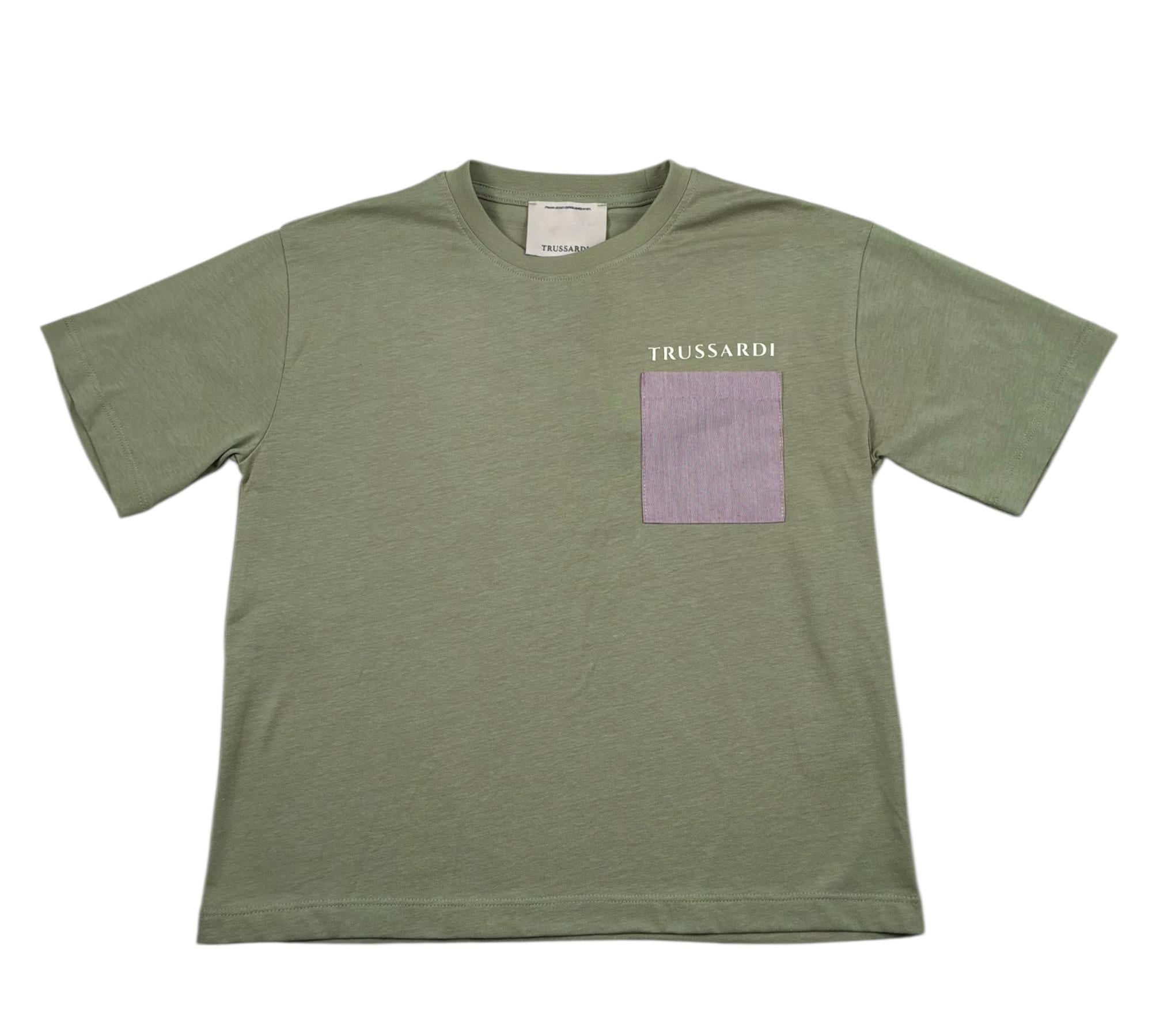 Trussardi T-Shirt Girocollo Tinta Unita con Stampa per Bambino TBP26125TS VERDE TRUSSARDI 