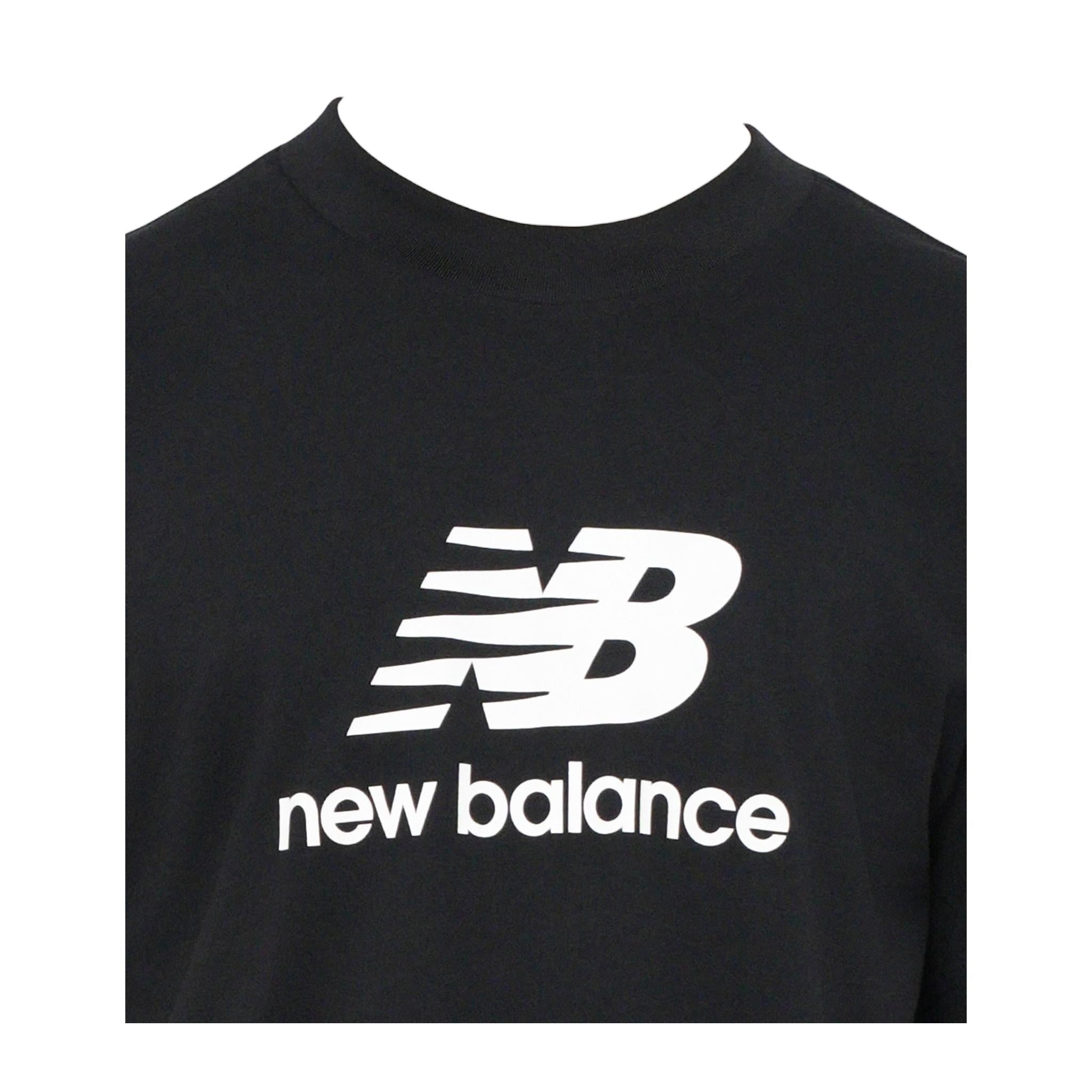 New Balance T-Shirt Girocollo Tinta Unita con Stampa Logo per Bambino LAKB0009 NERO NEW BALANCE 