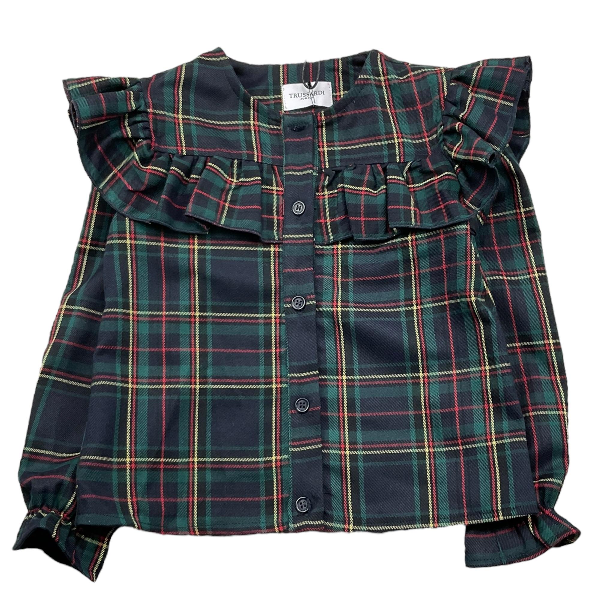 TRUSSARDI camicia manica lunga stampa fantasia scozzese Blu per Bambina TGA25055CA BLU TRUSSARDI 